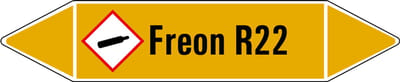 Freon R22 leidingmarkering op vel 126 x 26 mm - 5 per vel