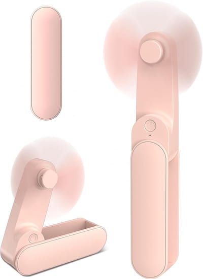 Hand Ventilator - Mini Fan Oplaadbaar - Elektrisch Draagbare Handventilator - Draagbare Mini Ventilator - Lange Accuduur - USB Oplaadbaar - Lichtgewicht - Roze - Met 2 Snelheden - Mini Fan/voor Thuiskantoor, Reizen, Buiten