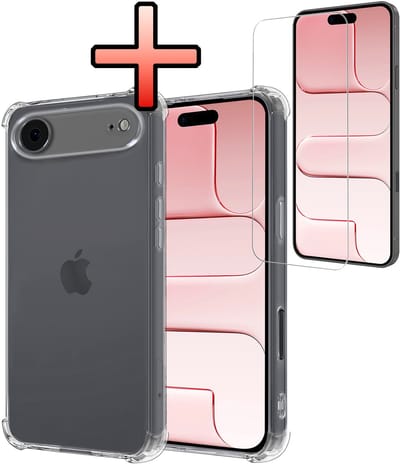 Hoesje - Met Screenprotector - Geschikt voor Apple iPhone Air - Sterk & Shockproof - Siliconen Case - Back Cover - Telefoon Hoes - Shock Proof - Transparant
