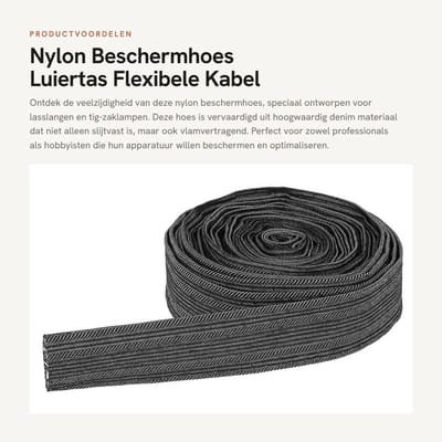 Dailygoods - Nylon Beschermhoes Luiertas - Flexibele Kabel 7,5 Meter - Slijtvast en Vlamvertragend - Denim Kleur - Lasslang Bescherming - Ideaal voor...
