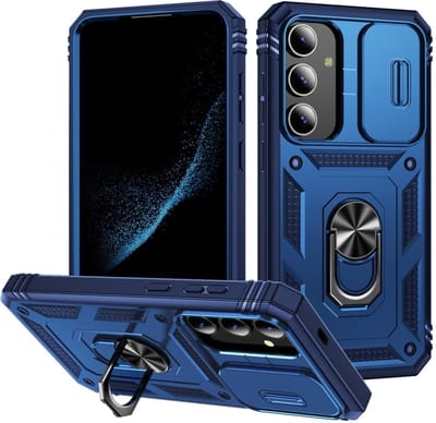 Coverup Hoesje - Geschikt voor Samsung Galaxy S24 Plus Hoesje - Coverup Ring Kickstand Back Cover met Camera Shield - Blauw