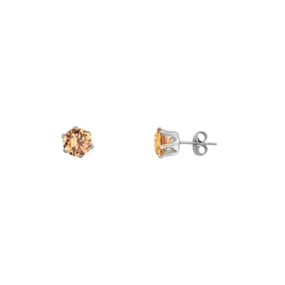 Aramat Jewels | Oorbellen | Stalen Oorstekers met Champagne Zirkonia - Rond | 4mm | | | Staal | Kinderen, Volwassenen | Verkleurd niet