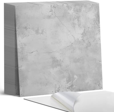 Coloray Plaktegels - Betonnen textuur met krassen Zelfklevende Tegels - 20 cm x 20 cm - Grijs Plaktegels - 20 stuks - Vierkant PVC Tegels - Plaktegels Badkamer - Plaktegels Vloer - Vinyl Tegels Zelfklevend - Wandtegel Zelfklevend
