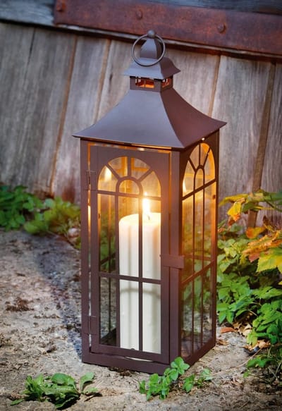 Grote lantaarn - Decoratieve lamp - Buiten sfeer creëren - Klassieke metalen vorm - 45 cm hoog - Metaal