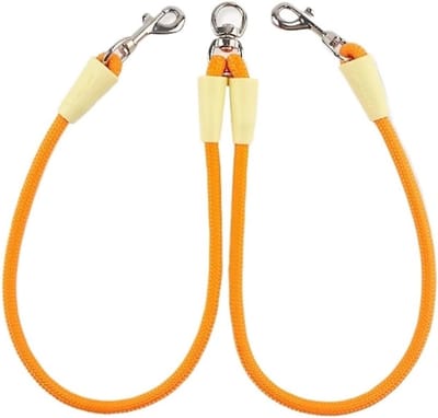 Daity 1. Dubbele hondenriem, anti-klitriem, geschikt voor twee honden, riemverdeler, geschikt voor het uitlaten van twee honden, 0,6 * 50 cm (oranje)