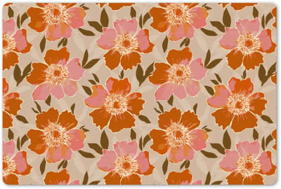 Placemats 45x30 cm - Placemat kunststof - 1 stuk - Bloemen - Motief - Retro - Borden onderleggers - Decoratie voor op tafel - Keuken tafeldecoratie accessoires - Vinyl onderlegger - Tafelversiering