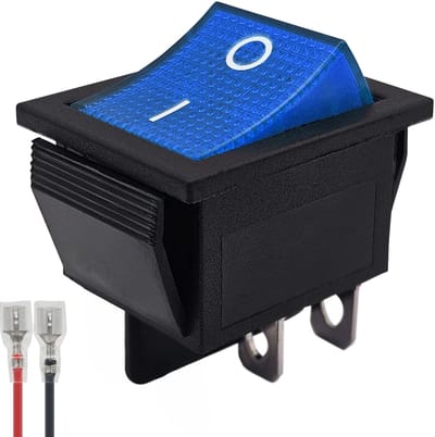 ProRide Wipschakelaar ON-OFF KCD4-202 - met Aansluitkabel - 2 Polig - 250V/16A - 30x22mm - Blauw zonder lampje