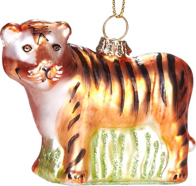 BRUBAKER Tijger - Handgeschilderde Glazen Kerstbal - Handgeblazen Kerstversiering - Grappige Kersthanger - Kerstboom Decoratie - 7,5 cm