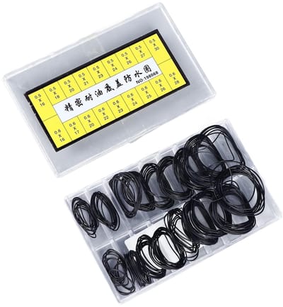 Dailygoods- Horlogekast Afdichtingsset 180 Stuks - O-Ringen - Rubber - 18 Soorten - Horlogereparatie Accessoire - Afmetingen 0,5 x 16-30 mm - Afdichtring