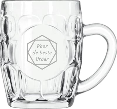 Gegraveerde Bierpul 55cl voor de beste Broer in hexagon