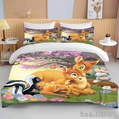 Bambi Bedrukt Zacht Beddengoed Set Dekbedovertrek Anime Dekbed Volwassen Kinderen Verjaardagscadeau Volledige Maat King Size Beddengoed Set AU Queen 210x210cm