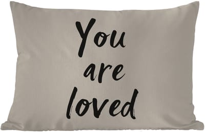 Buitenkussens - Tuin - Minimalistisch - Beige - Love - 50x30 cm