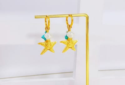 Ooring met ster 4977 Staal rvs unisex