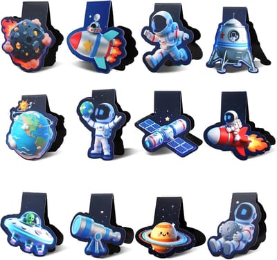 12 Stuks Magnetische Boekenleggers Ruimtethema - Leuke Bladwijzers voor Boekenlezers