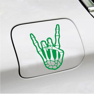Bumpersticker - Rock N Roll Skelet - 10 X 14,4 - Groen