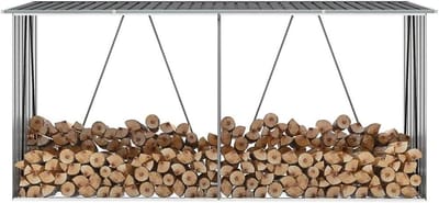Tuinhuis - Opbergschuur Houtopslag - Hout Opslaan - Gegalvaniseerd Staal - 330 x 84 x 152 cm - Antraciet