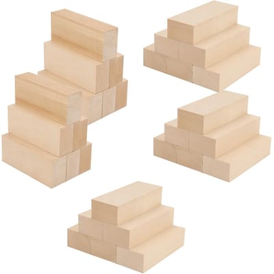 Dailygoods- Grashoutsnijblokken 30 Stuks - Natuurlijke Houtblokken - Onafgewerkt - Knutselen - Doe-het-zelf - 10 x 4 x 2,5 cm - Houten Blokken