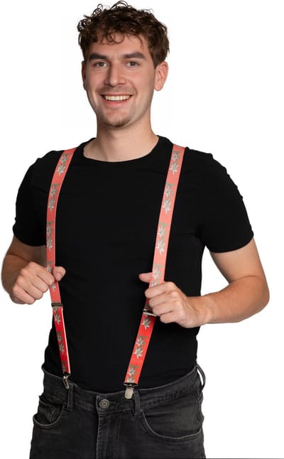 Partychimp Voordeelverpakking 6 pack Oktoberfest Bretels Edelweiss Oktoberfestkleding Heren Oktoberfest Accessoires Verkleedkleren Volwassenen Carnavalskleding Volwassenen Carnaval Accessoires 2,5 cm breed - Multicolor - One-size - 6 pack