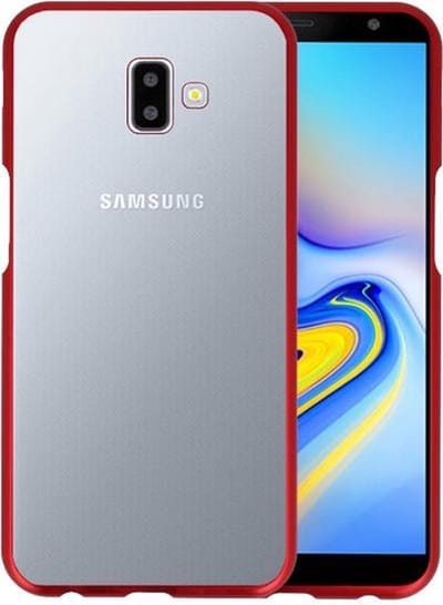 Magnetic Back Cover voor Samsung Galaxy J6 Plus Rood - Transparant