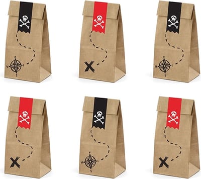 PartyDeco Traktatie Zakjes Piraten Feest pk/6