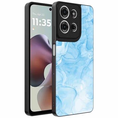Geschikt voor Motorola Moto G56 Telefoonhoesje met marmer opdruk - TPU backcover case marble design - Lichtblauw - Smartphonica geschikt voor Motorola Moto G56