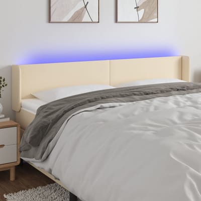 vidaXL - Hoofdbord - LED - 183x16x78/88 - cm - stof - crèmekleurig