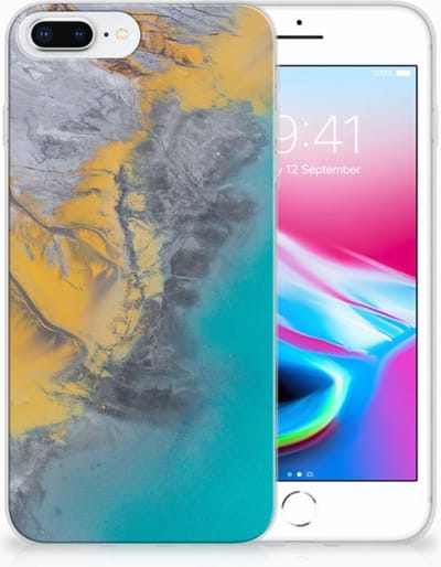 Apple iPhone 7 Plus | 8 Plus TPU Siliconen Hoesje Marble Blue Gold