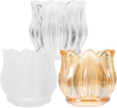 Dailygoods- Kandelaar - Handgemaakte Glazen Kandelaar - Transparante Tulpenvorm - Tafeldecoratie - Bruiloft/Feest - Duurzaam en Elegant - Decoratie