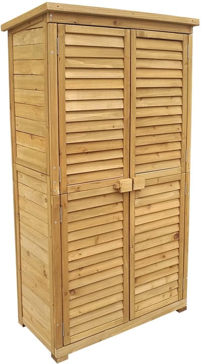 houten tuinkast 870x465x1600 mm, tuinschuur van vurenhout met bitumen dak, tuinhuisje met lamellen, tuinopslag voor tuinmaterialen, kast voor tuinspullen, opslag voor tuin en balkon
