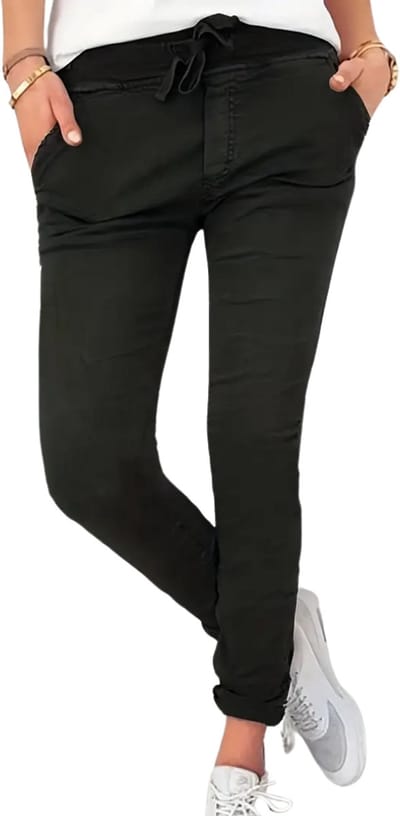 Livano Pantalon Dames - Chino - Golfbroek - Nette Broek - Met Elastische Tailleband - Volwassenen - Zwart - S