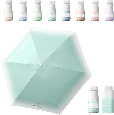 Mini Zak UV Beschermings Parasol - UPF 50+ Compact Opvouwbare Zonnescherm - Lichtgewicht Kleine Capsule Paraplu voor Vrouwen Buiten Reizen Zon en Regen