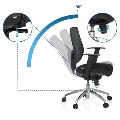 hjh office Net Go - Bureaustoel - Netstof - Zwart / zwart