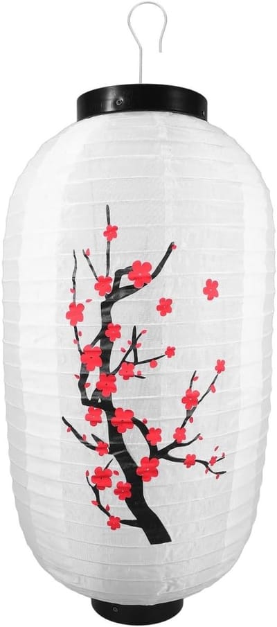 Hanging Paper Lantern met Kersenbloesem voor Chinese en Japanse Decoratie, Perfect voor Bruiloften en Restaurants, Beige Kleur
