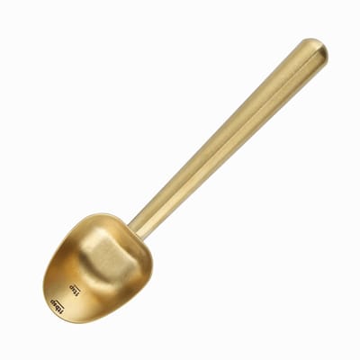 Allecto - Koffielepel - Roestvrij staal - Lange Holle Handvat - Messing goud - 7 gram maatlepel - Geschikt voor koffie en thee - Luxe uitstraling