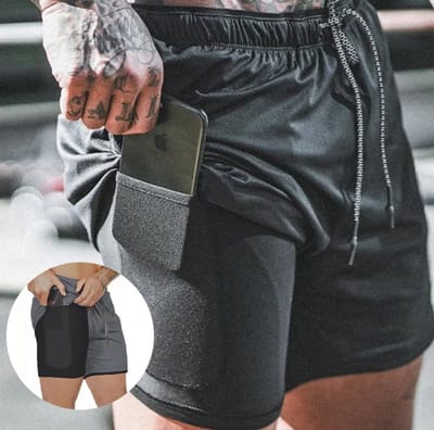 2 in 1 Shorts - Sportbroek - Hardloopbroeken - Fitnessbroek - Sportkleding - Met Telefoonzak - Korte broek - LOUZIR