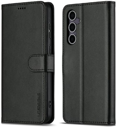 LC.IMEEKE Hoesje - Geschikt voor Samsung Galaxy S25 FE Hoesje - LC.IMEEKE Luxe Book Case - Zwart