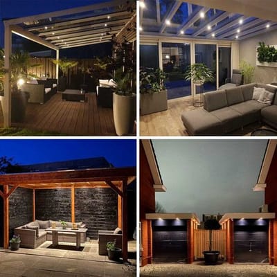 HOFTRONIC Sienna - Veranda Inbouwspots 10x3W - 12 Volt - Complete Veranda Set - 2700K zeer warm wit - IP44 Waterdicht - Dimbare Inbouwspots met Afstandsbediening - Kantelbaar - 5mm diameter - 30mm inbouwdiepte voor badkamer en tuin