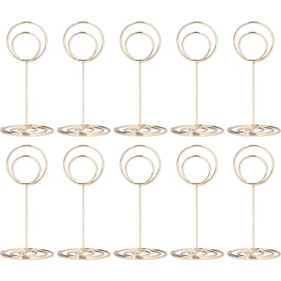 10 pièces Porte-numéro de table Base ronde Processus d'électroplacage Forme élégante et mignonne Ornements pour la maison pour mariagesOr or