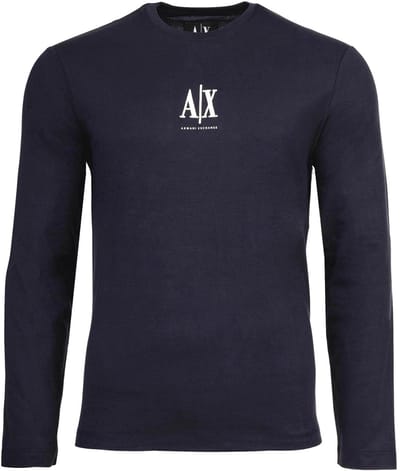 Printed Long Sleeve Round Neck Knitwear - Blue Shirts