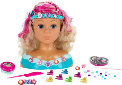 Klein Toys Princess Coralie - kaphoofd Mariella met make-up- en stylinghoofd" - 27 cm groot - wasbaar - met haarborstel, kam, haarclips - dermatologisch geteste make-up