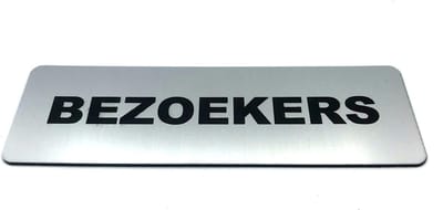 Deurbordje met tekst Bezoekers incl. 3M-tape plakstrip - Namengigant Deur Tekstbordje - Deur - incl. 3M-tape plakstrip - Bordje - RVS Look - 150 mm x 50 mm x 1,6 mm - 5 jaar Garantie