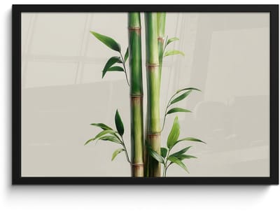 Poster in lijst - Fotolijst 60x40 cm - Posters - Bamboestengels - Sierlijk - Groen - Posterlijst zwart - Decoratie - Wanddecoratie woonkamer - Muurdecoratie slaapkamer