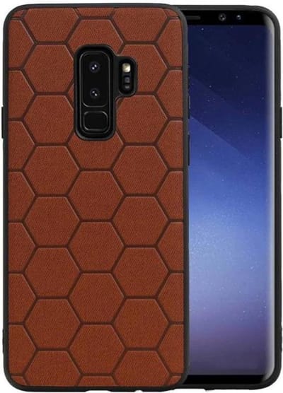 Hexagon Hard Case - Telefoonhoesje - Backcover Hoesje - achterkant hoesje - Geschikt voor Samsung Galaxy S9 Plus - Bruin