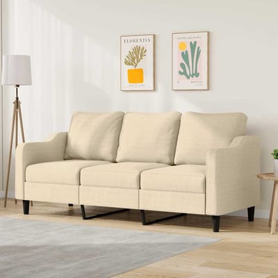 vidaXL - Driezitsbank - 180 - cm - stof - crèmekleurig