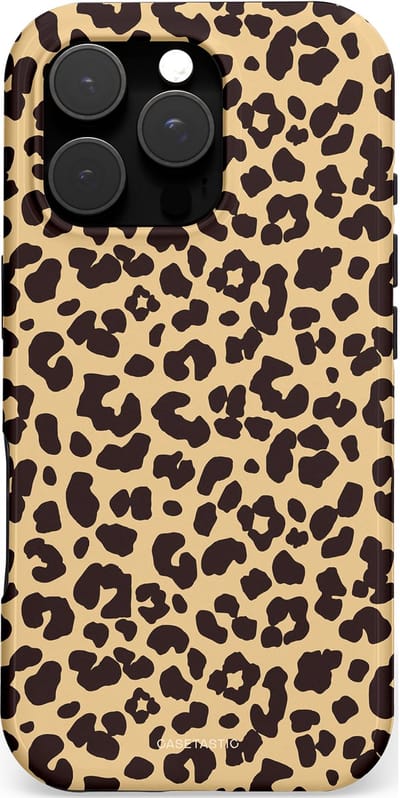 Casetastic hoesje geschikt voor Apple iPhone 16 Pro - MagSafe - Dubbellaagse bescherming - Wild - Fashion Case - Beige Zwart