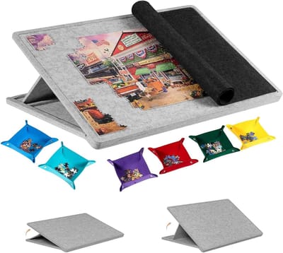 Kantelbaar puzzelbord - Puzzeltafel met lades - Ergonomisch puzzelen - 6 sorteerlades met slot - 77 x 53 cm - Zwart