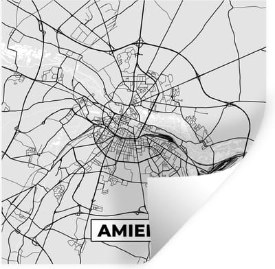 Muurstickers - Sticker Folie - Plattegrond - Kaart - Stadskaart - Frankrijk - Amiens - 100x100 cm - Plakfolie - Muurstickers Kinderkamer - Zelfklevend Behang XXL - Zelfklevend behangpapier - Stickerfolie