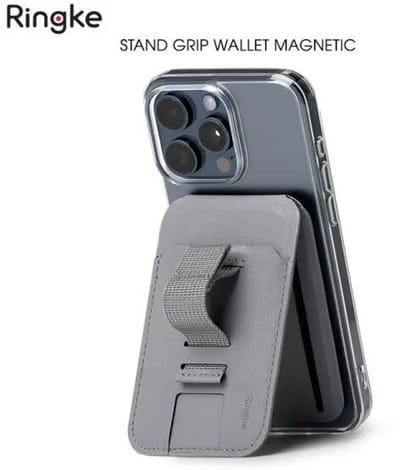 Ringke Stand Grip Magnetische Portemonnee - Kaarthouder Compatibel met MagSafe - Met Standaard - Ruimte voor 3 Pasjes - Grijs