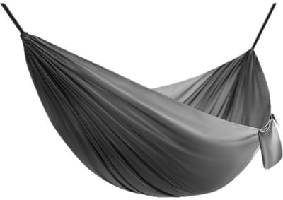 210×140 cm Dubbele hangmat van polyester taft — Grijs, snel opzetbaar, kantelbestendige buitenschommel — 200 kg draagvermogen, draagbare kampeerhangmat
