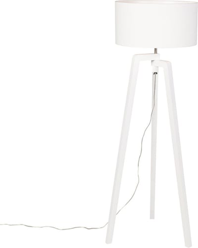 QAZQA puros - Moderne Tripod | driepoot vloerlamp | Staande Lamp - 1 lichts - H 1450 mm - Wit - Woonkamer | Slaapkamer | Keuken